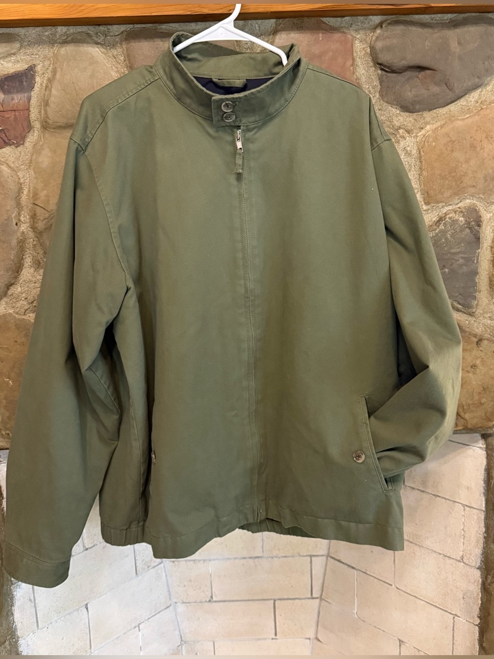 Lands End Men's Olive Green Zip-Front Casual  Field Jacket XL Cotton